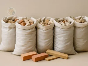 Exemplo de mini entulho com materiais leves e restos de obra, ilustrando situações comuns em reformas.